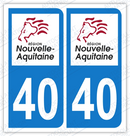 Auto - Sticker immatriculation 40 - Nouvelle Aquitaine