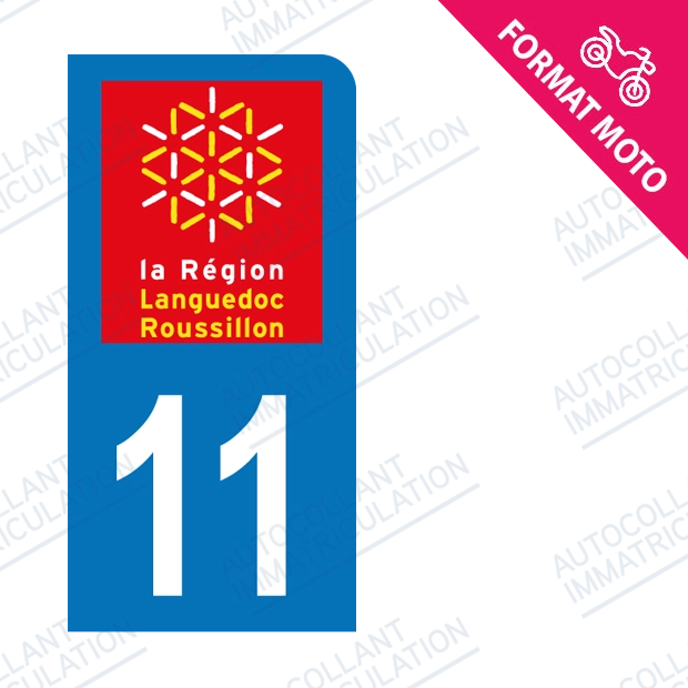 Moto - Sticker immatriculation 11 - Aude new