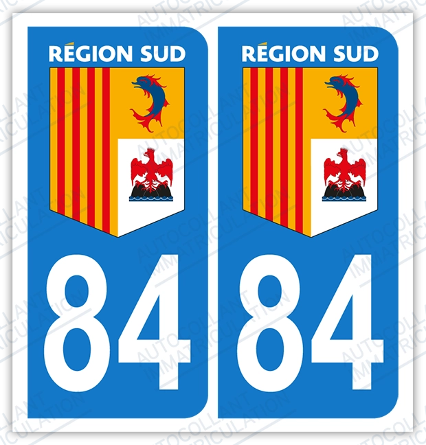 Auto - Sticker immatriculation 84 - Région Sud