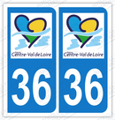 Auto - Autocollant plaque immatriculation 36 - Centre - Val de Loire