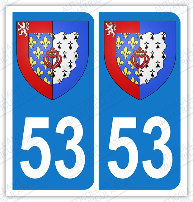 Auto - Sticker immatriculation 53 - Blason Pays de la loire