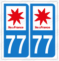 Auto - Sticker immatriculation 77 - Seine et Marne