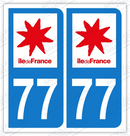 Auto - Sticker immatriculation 77 - Seine et Marne