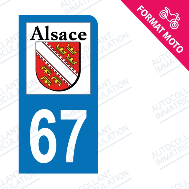 Moto - Sticker immatriculation 67 - Bas Rhin new