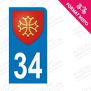 Moto - Sticker immatriculation 34 - Blason occitan new