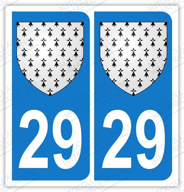 Auto - Sticker immatriculation 29 - Blason Bretagne