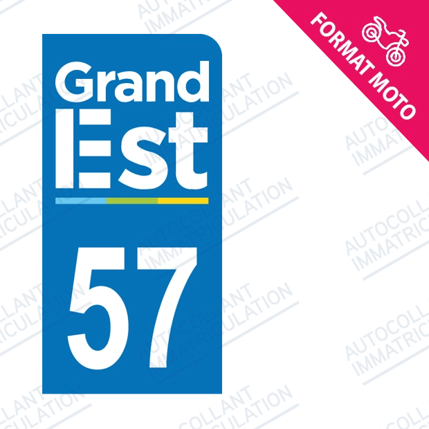Moto - Sticker immatriculation 57 - Grand-Est new