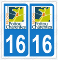 Auto - Sticker immatriculation 16 - Charente