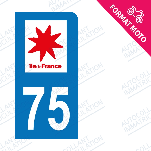 Moto - Sticker immatriculation 75 - Paris new