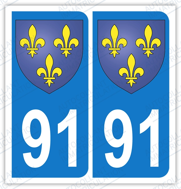 Auto - Sticker immatriculation 91 - Blason Ile de France