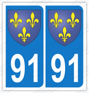 Auto - Sticker immatriculation 91 - Blason Ile de France