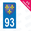 Moto - Sticker immatriculation 93 - Blason Ile de France new
