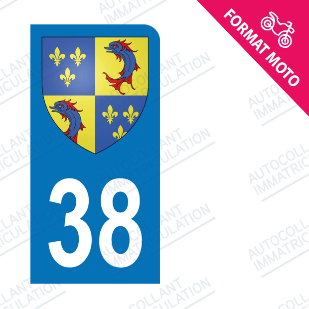 Moto - Sticker immatriculation 38 - Blason du Dauphiné new