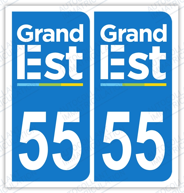 Auto - Sticker immatriculation 55 - Grand-Est