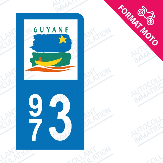 Moto - Sticker immatriculation 973 - Guyane new