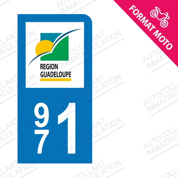 Moto - Sticker immatriculation 971 - Guadeloupe new