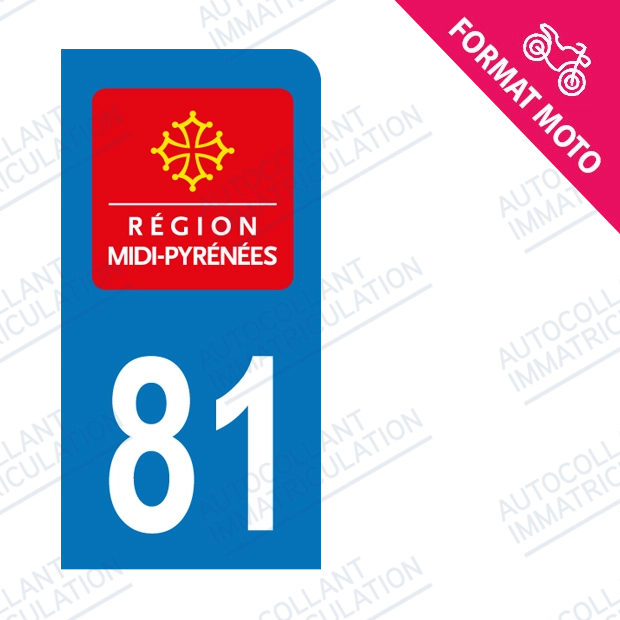 Moto - Sticker immatriculation 81 - Tarn new