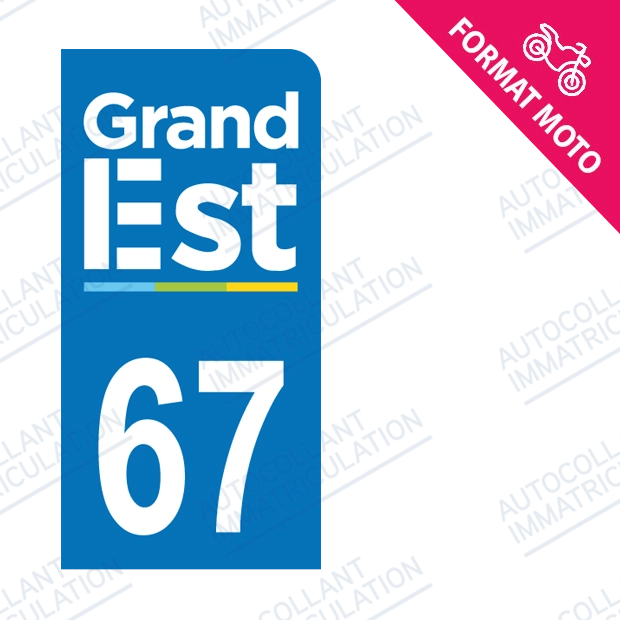 Moto - Sticker immatriculation 67 - Grand-Est new
