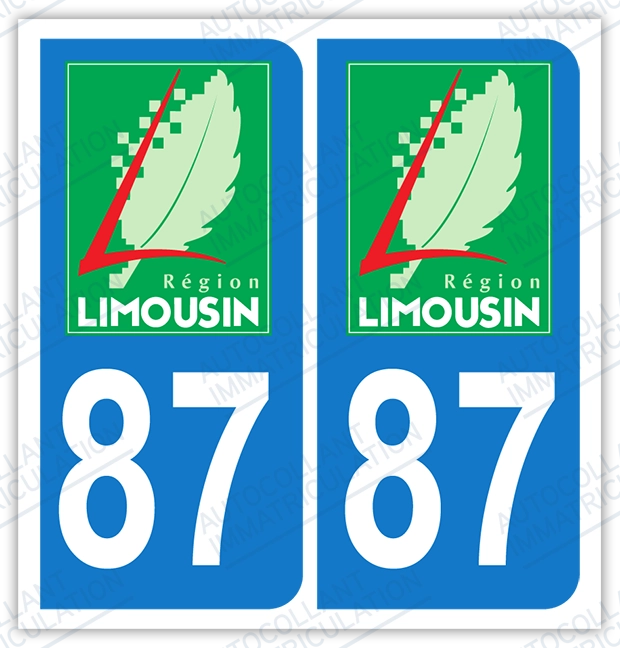 Auto - Sticker immatriculation 87 - Haute Vienne