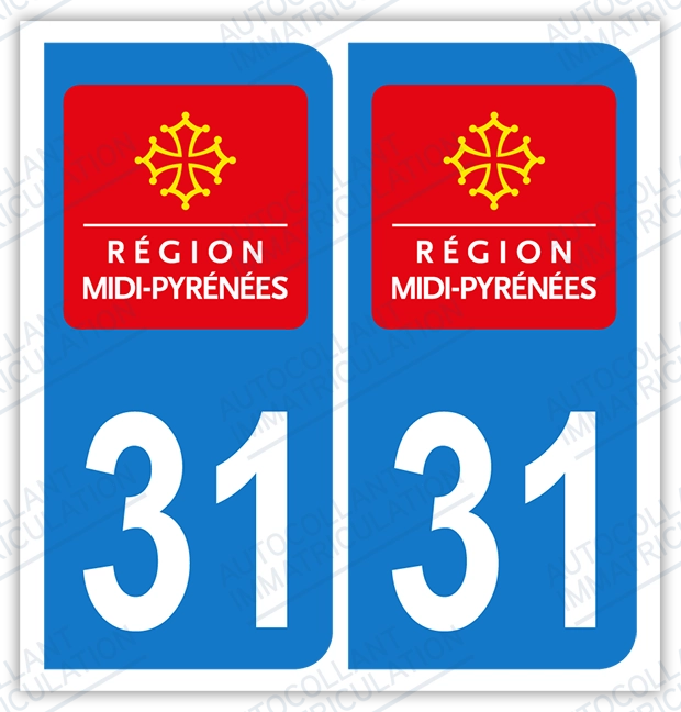 Auto - Sticker immatriculation 31 - Haute garonne