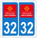 Auto - Sticker immatriculation 32 - Gers