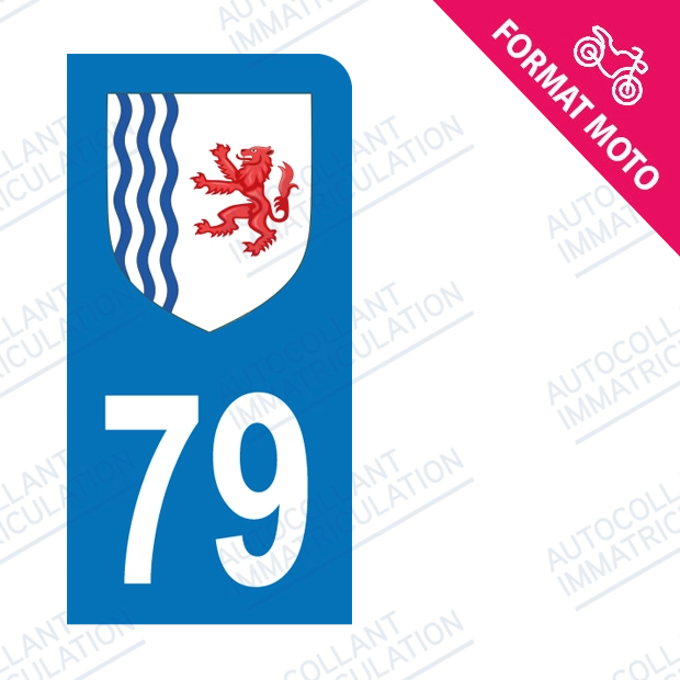 Moto - Sticker immatriculation 79 - Blason Nouvelle Aquitaine new