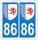Auto - Sticker immatriculation 86 - Blason Nouvelle Aquitaine
