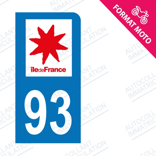 Moto - Sticker immatriculation 93 - Seine Saint Denis new