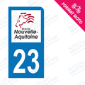 Moto - Sticker immatriculation 23 - Nouvelle Aquitaine new