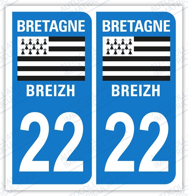 Auto - Sticker immatriculation 22 – Côtes d'Armor