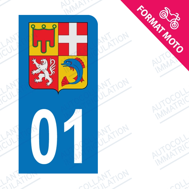 Moto - Autocollant immatriculation 01 - Blason Auvergne Rhône Alpes new