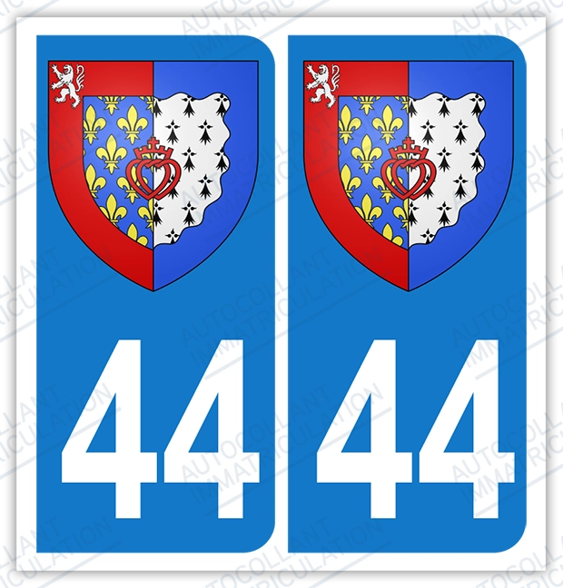 Auto - Sticker immatriculation 44 - Blason Pays de la loire