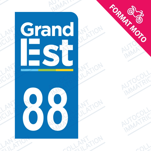 Moto - Sticker immatriculation 88 - Grand-Est new