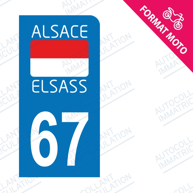 Moto - Sticker immatriculation 67 - Rot un Wiss new