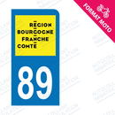 Moto - Sticker immatriculation 89 - Nouvelle région Bourgogne Franche-Comté new