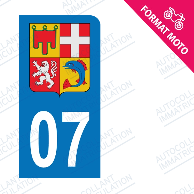 Moto - Sticker immatriculation 07 - Blason Auvergne Rhône Alpes new