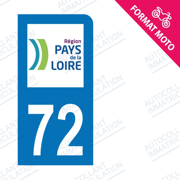 Moto - Sticker immatriculation 72 - Sarthe new