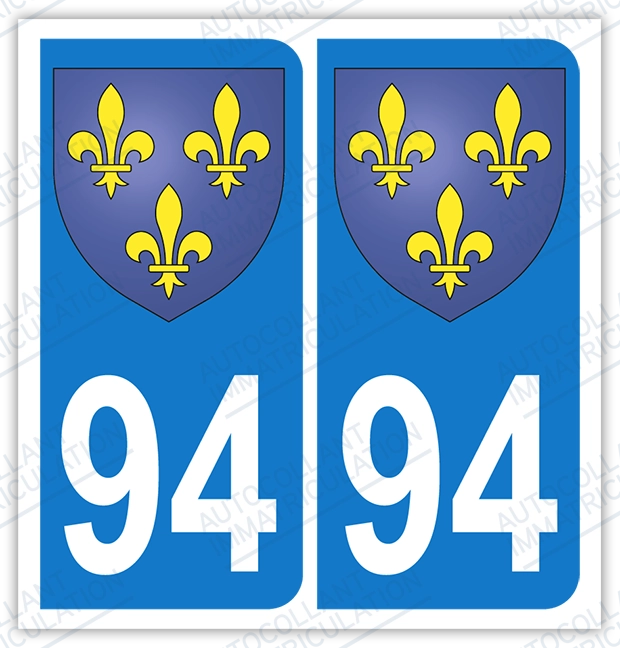 Auto - Sticker immatriculation 94 - Blason Ile de France