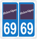 Auto - Sticker immatriculation 69 - Rhône