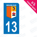 Moto - Sticker immatriculation 13 - Région Sud new