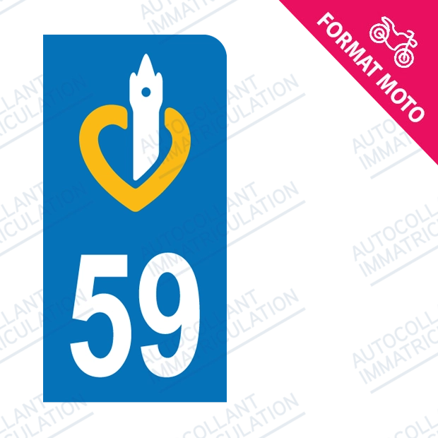 Moto - Sticker immatriculation 59 - Nord new