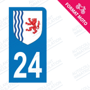 Moto - Sticker immatriculation 24 - Blason Nouvelle Aquitaine new