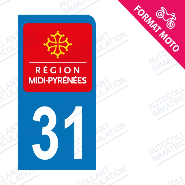 Moto - Sticker immatriculation 31 - Haute garonne new