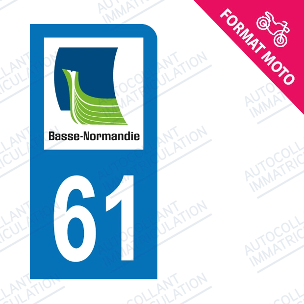 Moto - Sticker immatriculation 61 - Orne new
