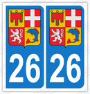 Auto - Sticker immatriculation 26 - Blason Auvergne Rhône Alpes