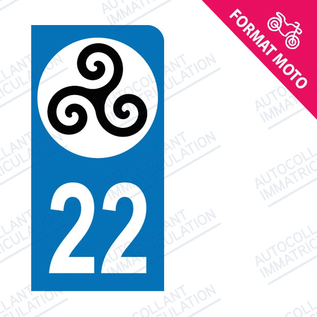 Moto - Sticker immatriculation 22 - Triskell new