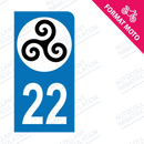 Moto - Sticker immatriculation 22 - Triskell new