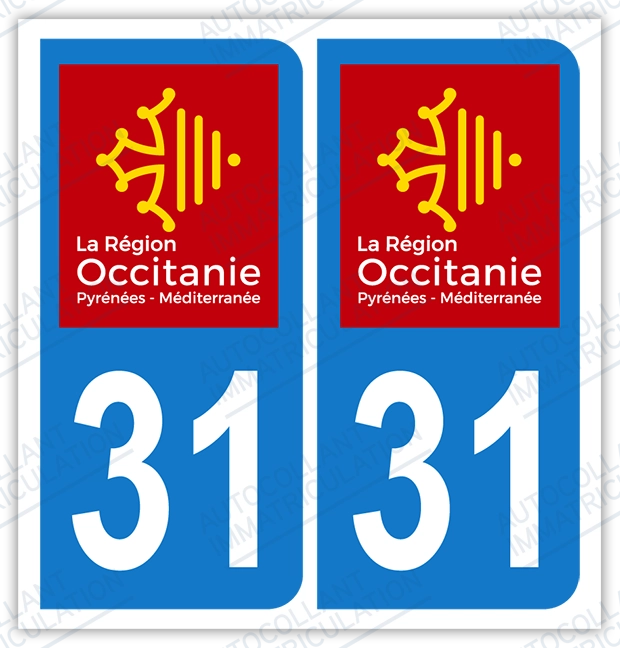 Auto - Sticker immatriculation 31 – Occitanie