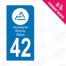 Moto - Sticker immatriculation 42 - Loire - Nouvelle région Auvergne Rhône Alpes new