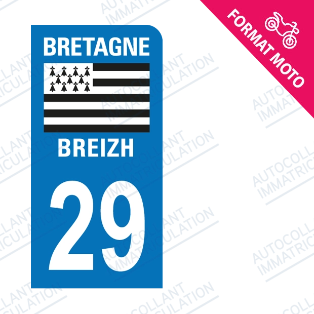 Moto - Sticker immatriculation 29 - Finistère new